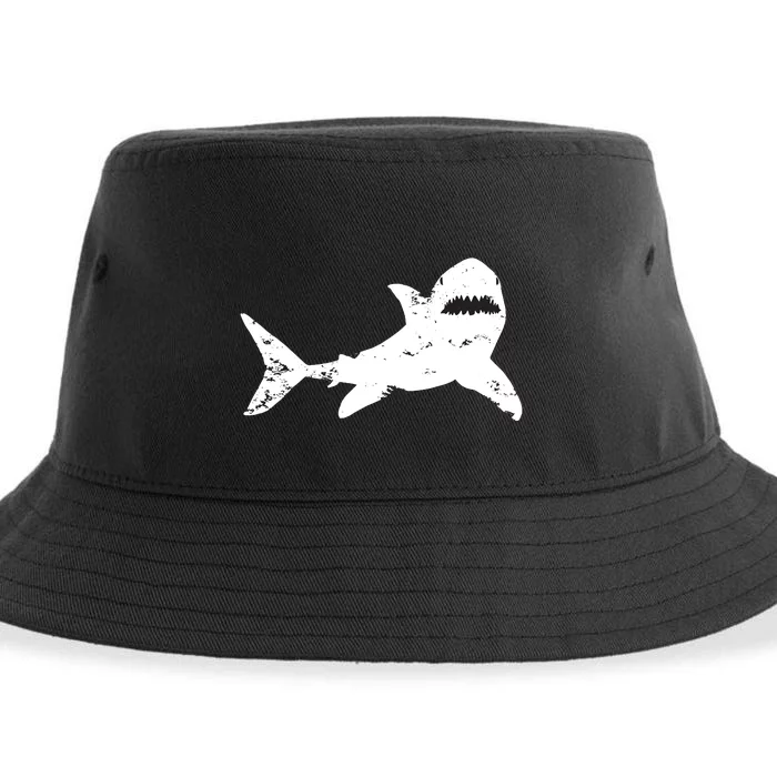 Shark Distressed Cool Vintage Shark Bite Tee Sustainable Bucket Hat