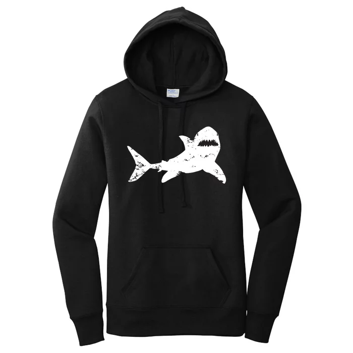 Shark Distressed Cool Vintage Shark Bite Tee Women's Pullover Hoodie