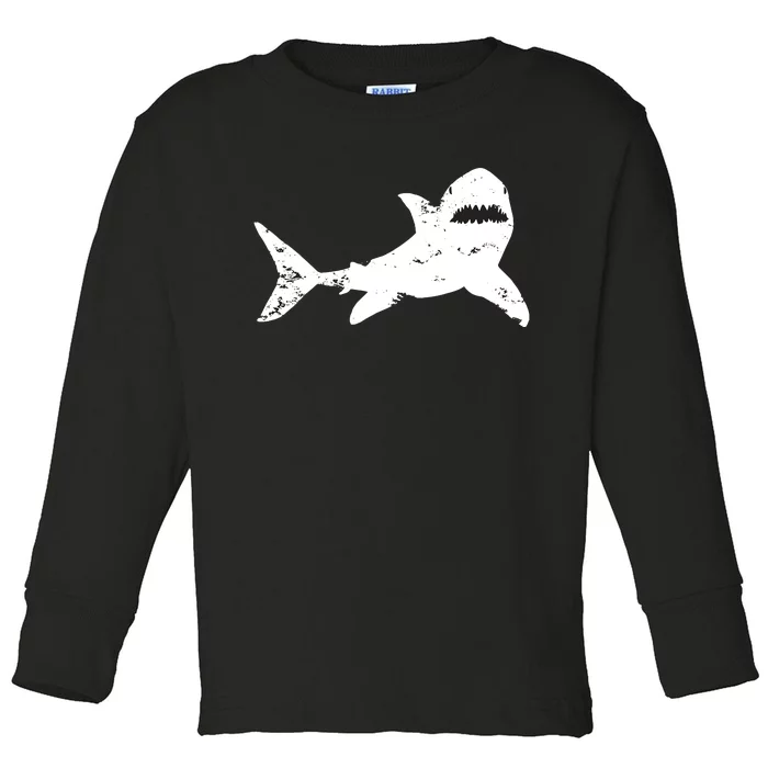 Shark Distressed Cool Vintage Shark Bite Tee Toddler Long Sleeve Shirt