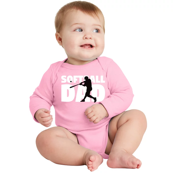 Softball Dad Cute Gift Softball Silhouette Gift Father Gift Baby Long Sleeve Bodysuit