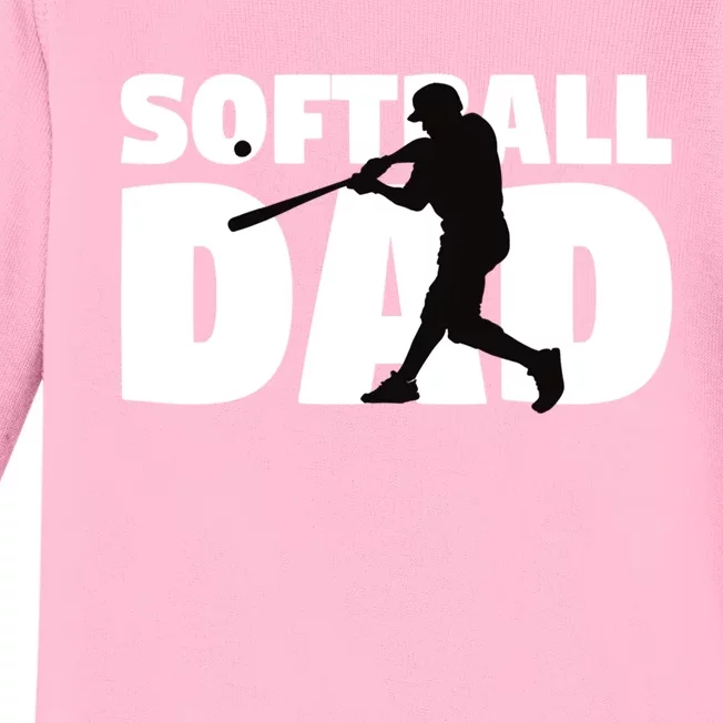 Softball Dad Cute Gift Softball Silhouette Gift Father Gift Baby Long Sleeve Bodysuit