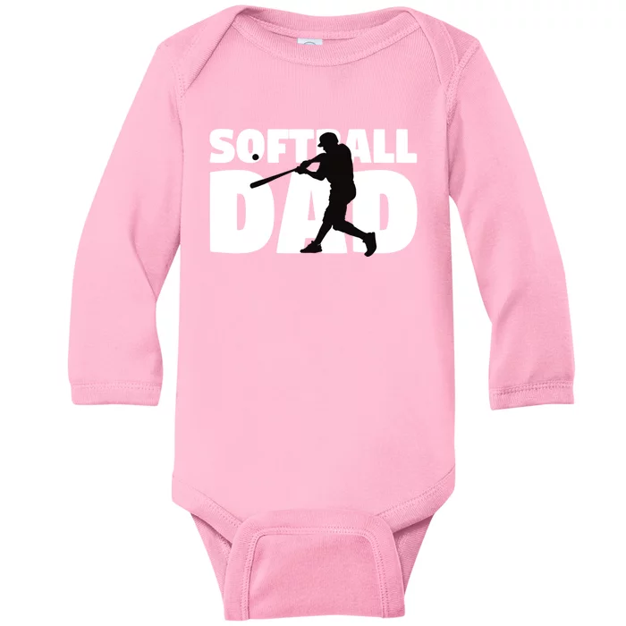 Softball Dad Cute Gift Softball Silhouette Gift Father Gift Baby Long Sleeve Bodysuit