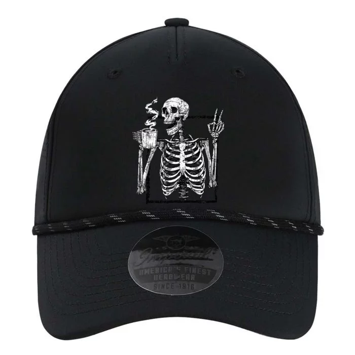 Skeleton Drinking Coffee Gothic Peace Sign Halloween Grunge Performance The Dyno Cap