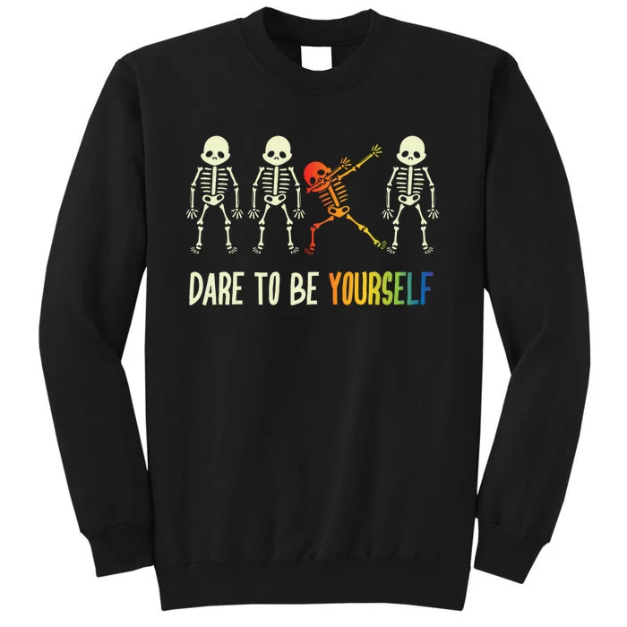 Skeleton Dabbing Cute Lgbt Pride Dare To Be Yourself Sweatshirt