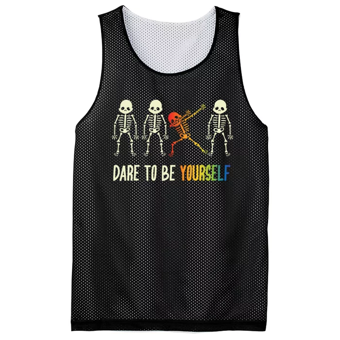 Skeleton Dabbing Cute Lgbt Pride Dare To Be Yourself Mesh Reversible Basketball Jersey Tank