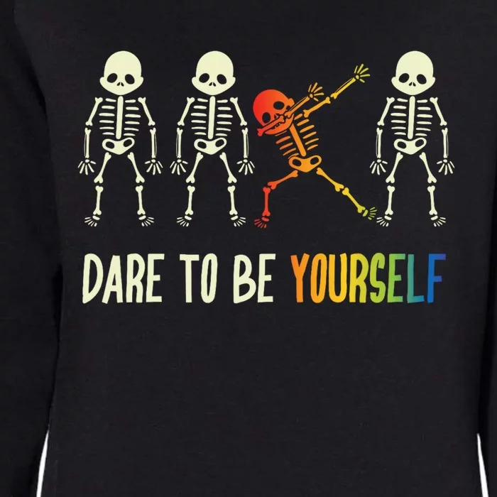 Skeleton Dabbing Cute Lgbt Pride Dare To Be Yourself Womens California Wash Sweatshirt