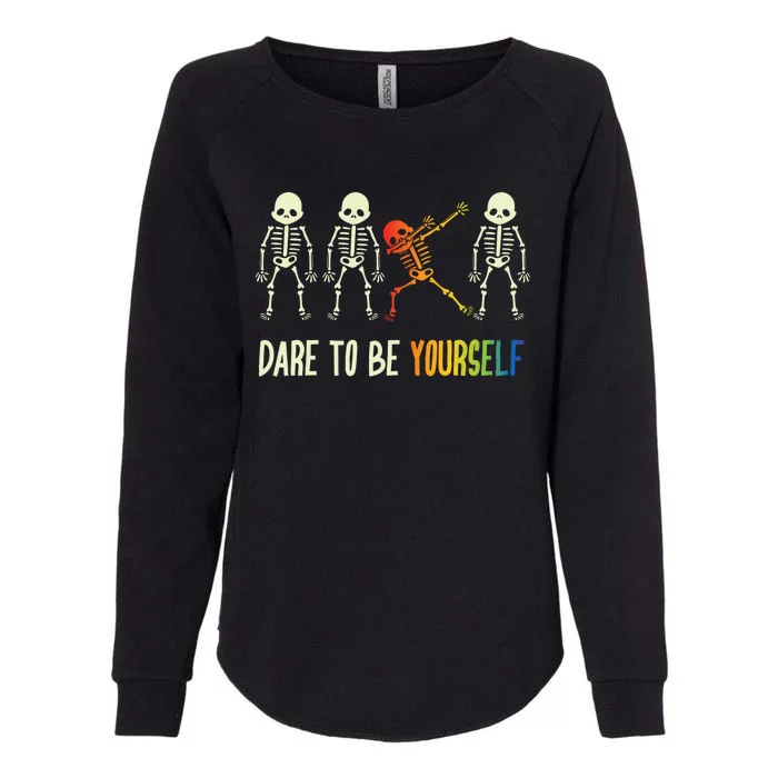 Skeleton Dabbing Cute Lgbt Pride Dare To Be Yourself Womens California Wash Sweatshirt