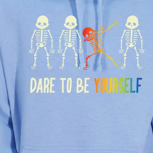 Skeleton Dabbing Cute Lgbt Pride Dare To Be Yourself Unisex Surf Hoodie