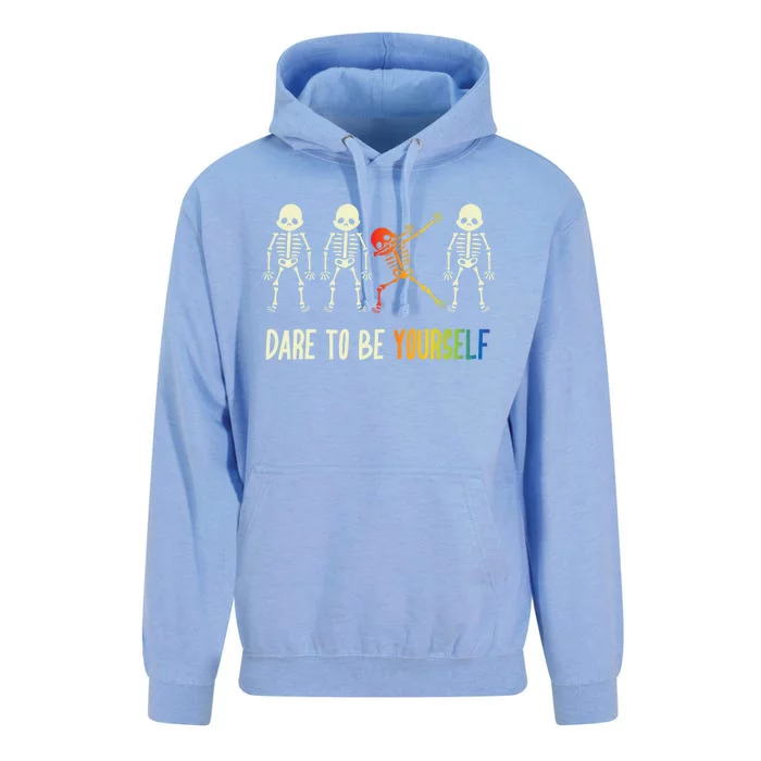 Skeleton Dabbing Cute Lgbt Pride Dare To Be Yourself Unisex Surf Hoodie