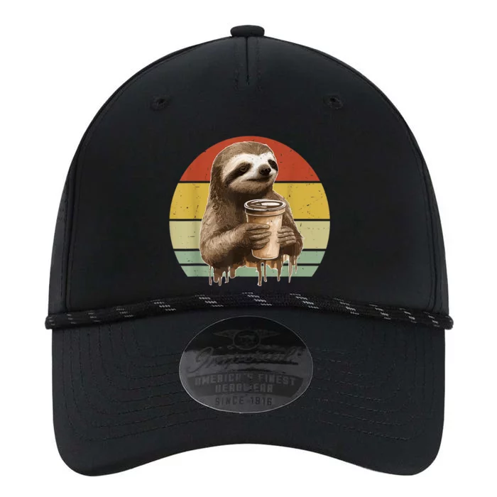 Sloth Drinking Coffee Funny Sloths And Coffee Lover Vintage Performance The Dyno Cap