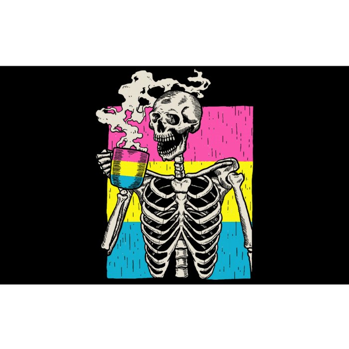 Skeleton Drinking Coffee Lgbtq Pansexual Pride Pan Flag Bumper Sticker