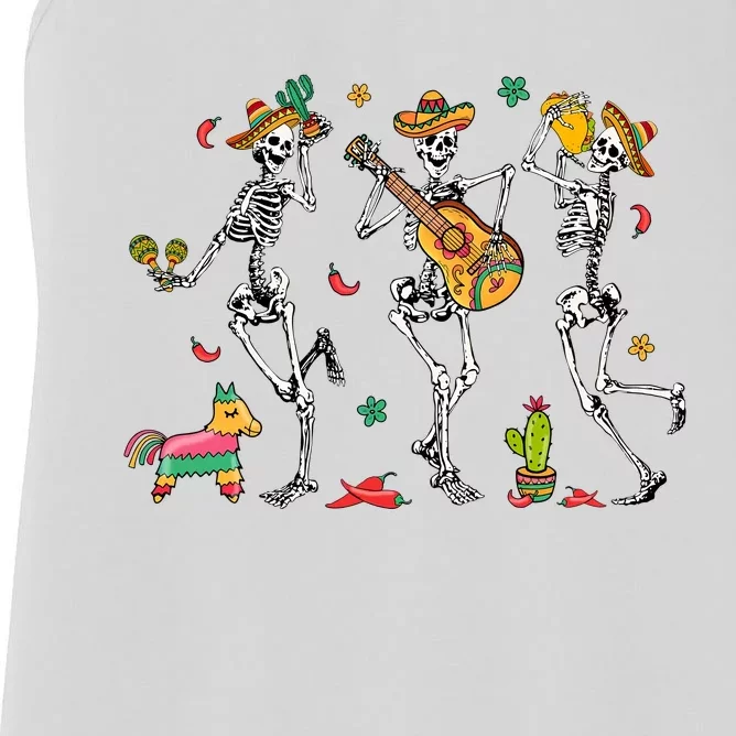 Skeleton Dabbing Cinco De Mayo Party Women's Racerback Tank