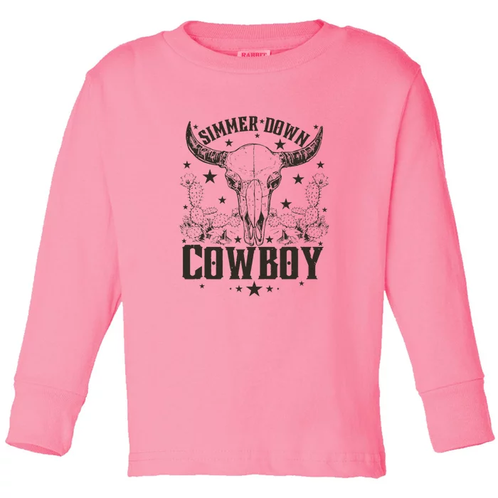 Simmer Down Cowboy Apparel Cowboy Lover Toddler Long Sleeve Shirt