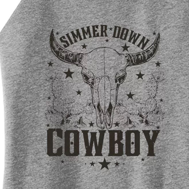 Simmer Down Cowboy Apparel Cowboy Lover Women’s Perfect Tri Rocker Tank