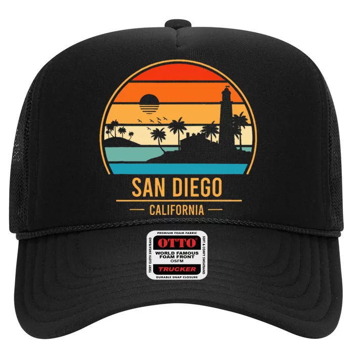 San Diego California Ca High Crown Mesh Trucker Hat