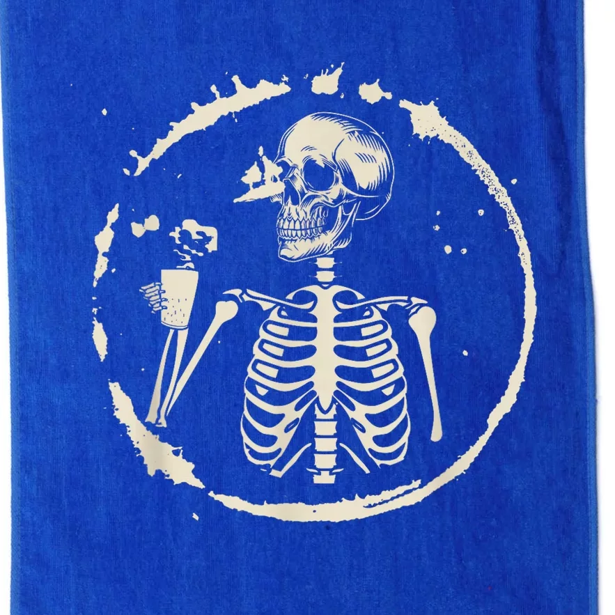 Skeleton Drinking Coffee shirt, Lazy Halloween Costume Skull Platinum Collection Golf Towel