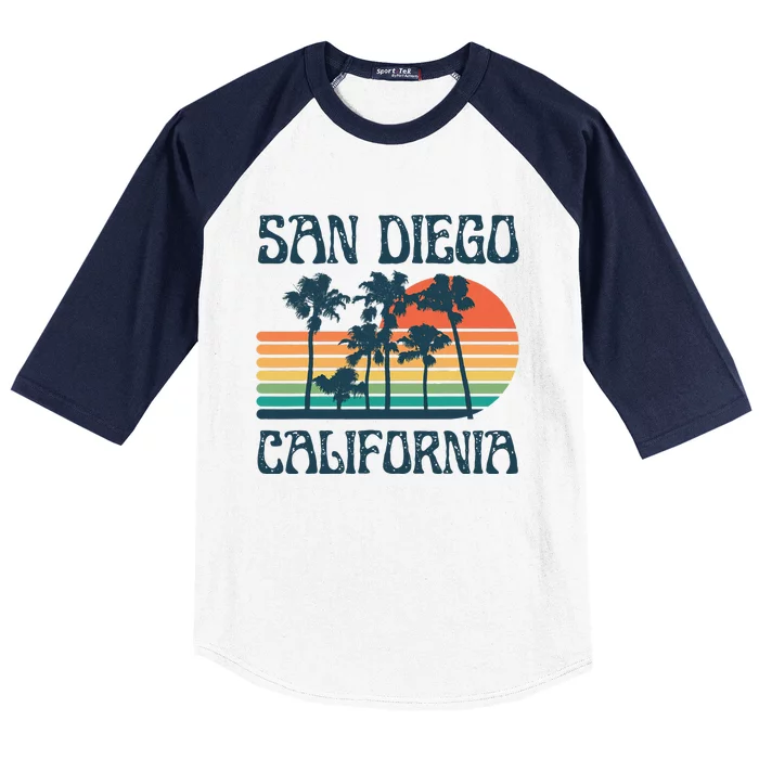 San Diego California Summer Vacation Vintage Baseball Sleeve Shirt