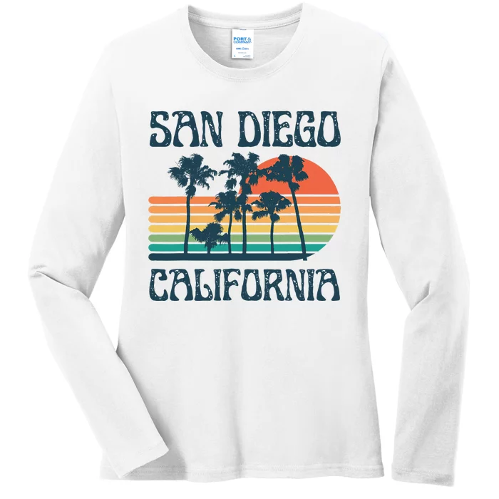 San Diego California Summer Vacation Vintage Ladies Long Sleeve Shirt