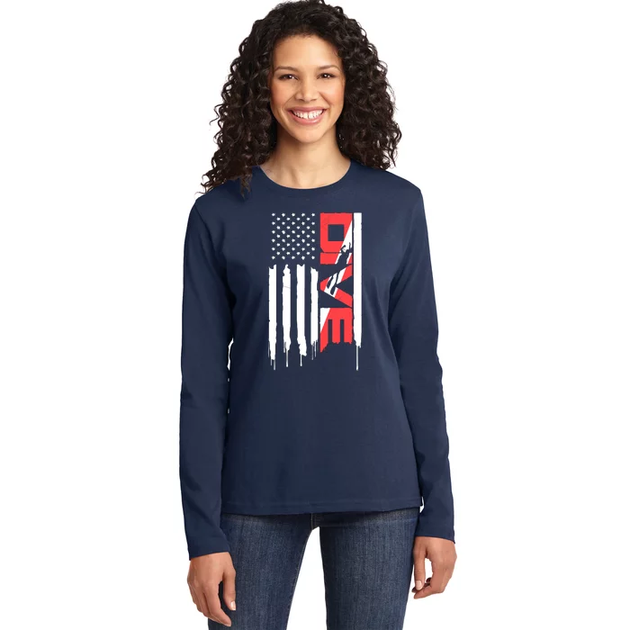 Scuba Diving Diver Down Flag | Scuba Diver | Scuba Diving Ladies Long Sleeve Shirt