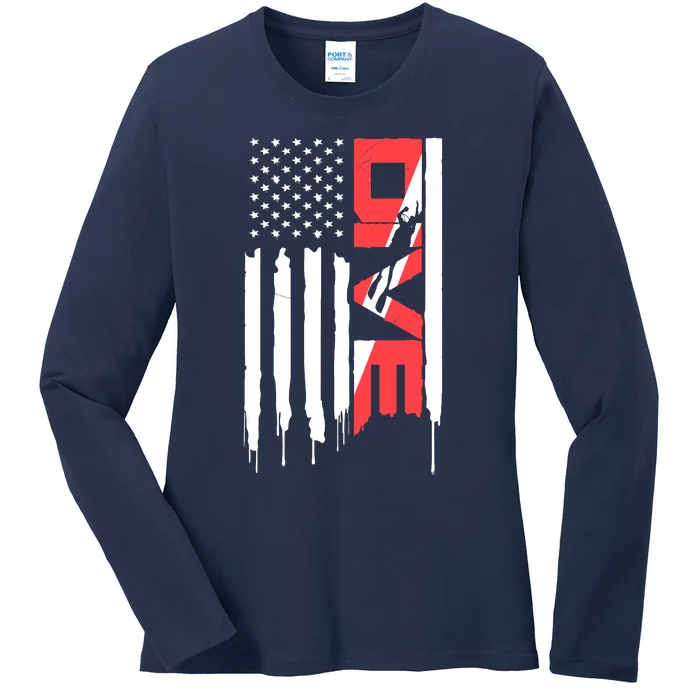 Scuba Diving Diver Down Flag | Scuba Diver | Scuba Diving Ladies Long Sleeve Shirt