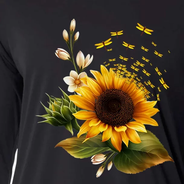 Sunflower Dandelion Dragonfly Funny Graphic Flower Novelty Cooling Performance Long Sleeve Crew