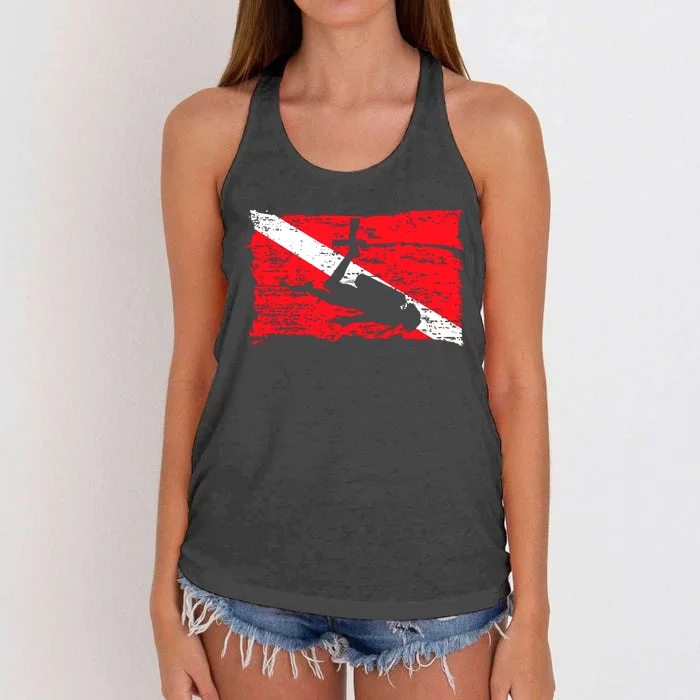 Scuba Diving Diver Down Flag Awesome Marine Diver Dive Gift Women's Knotted Racerback Tank