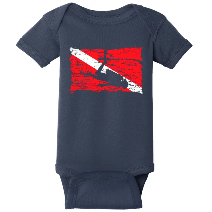 Scuba Diving Diver Down Flag Awesome Marine Diver Dive Gift Baby Bodysuit