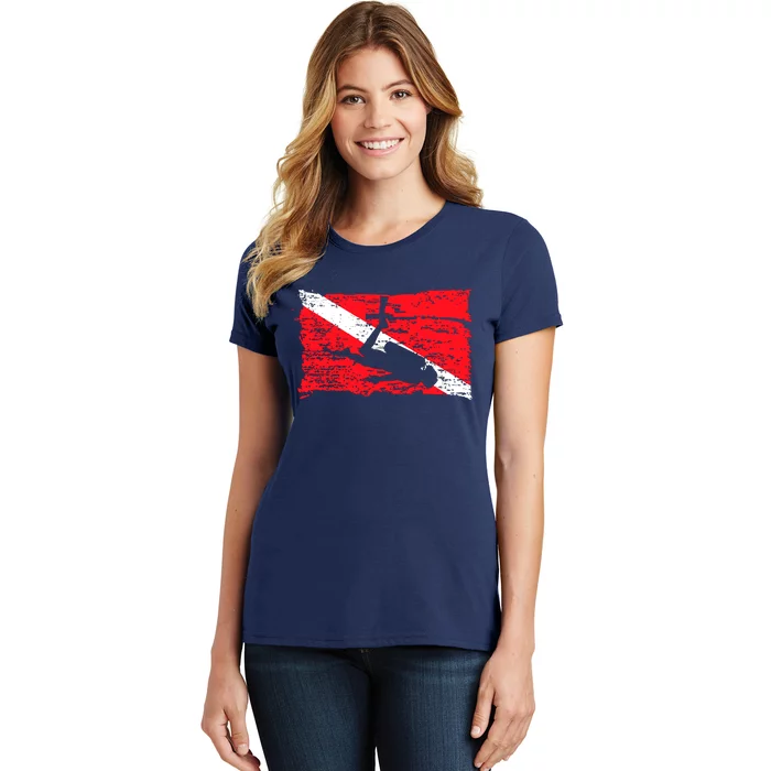 Scuba Diving Diver Down Flag Awesome Marine Diver Dive Gift Women's T-Shirt