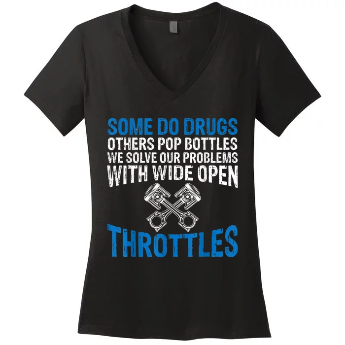 Some Do Drugs Other Pop BOTTLES Funny Mechanic Women's V-Neck T-Shirt