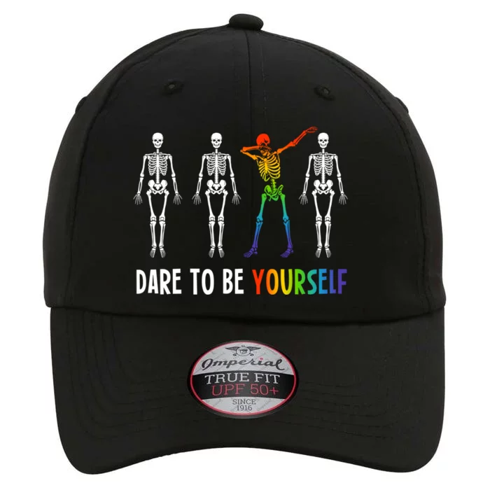 Skeleton Dabbing Dare To Be Yourself Funny Autism Meaningful Gift The Original Performance Cap