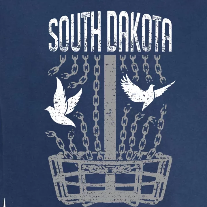 South Dakota Disc Golf Player Breaking Chains Birdie Great Gift Garment-Dyed Sweatshirt