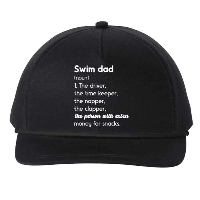 Swim Dad Definition Swimming Father Of A Swimmer Dad Gift Snapback Five-Panel Rope Hat