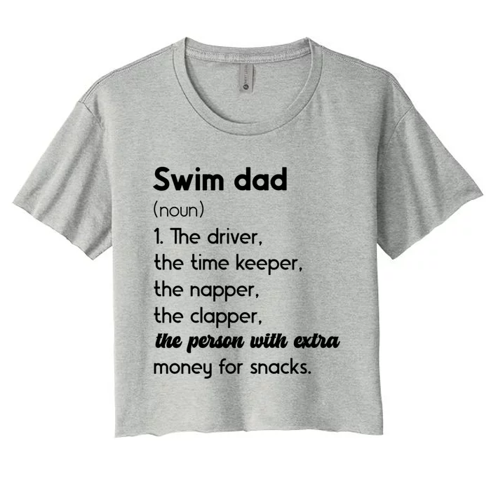 Swim Dad Definition Swimming Father Of A Swimmer Dad Gift Women's Crop Top Tee