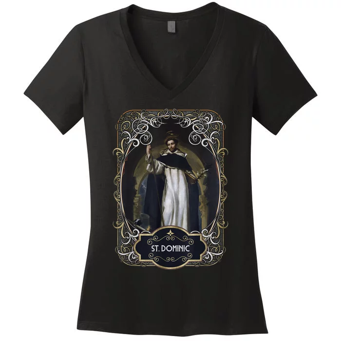 St. Dominic De Guzman Catholic Saint Women's V-Neck T-Shirt