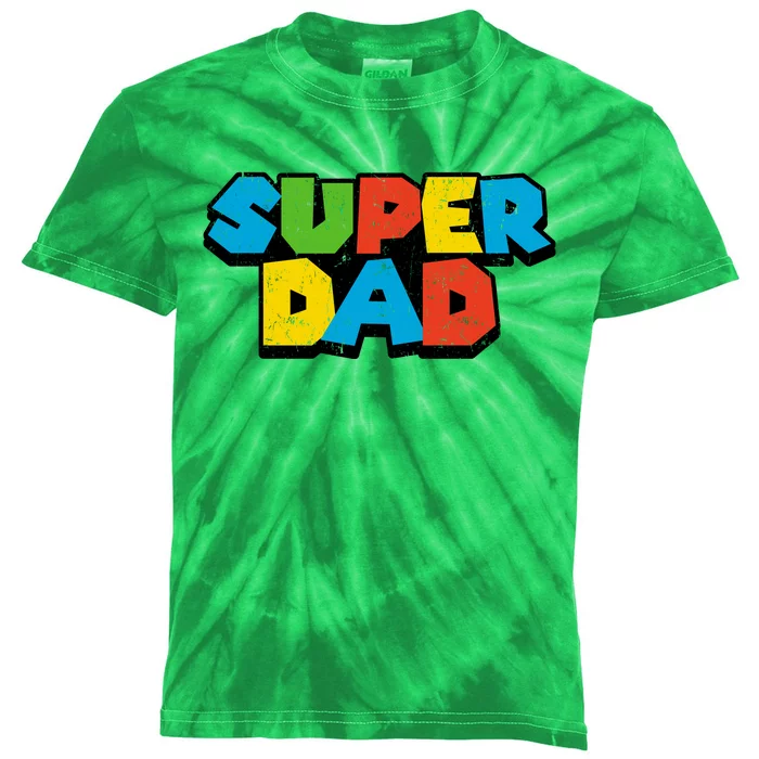 Super Daddio Dad Video Gamer Kids Tie-Dye T-Shirt