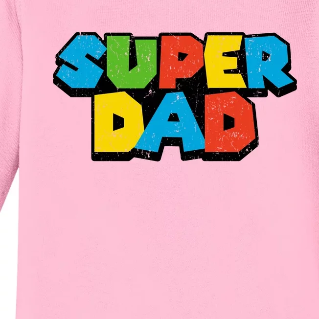 Super Daddio Dad Video Gamer Baby Long Sleeve Bodysuit