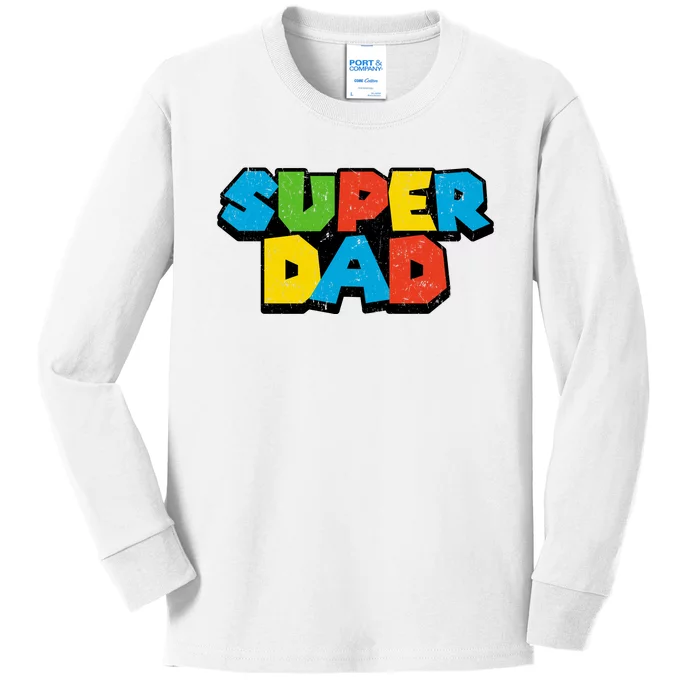 Super Daddio Dad Video Gamer Kids Long Sleeve Shirt