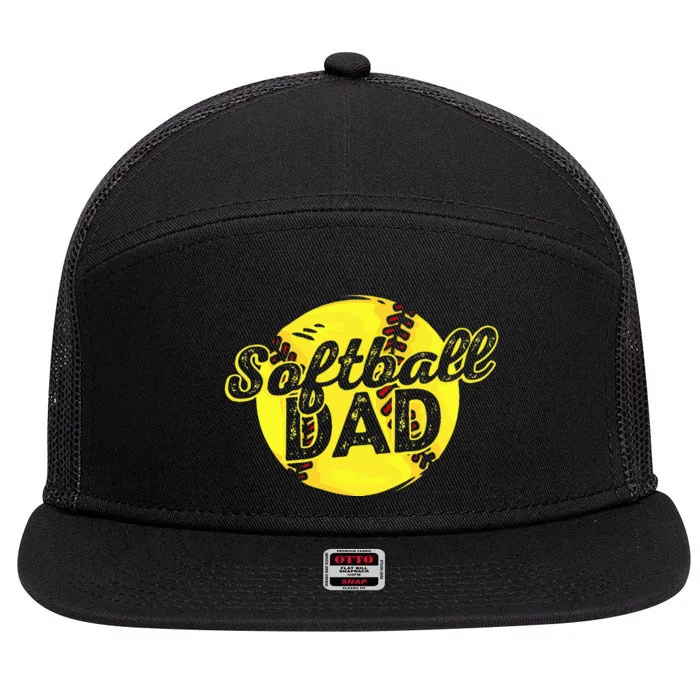 Softball Dad Daddy Father Father's Day 7 Panel Mesh Trucker Snapback Hat