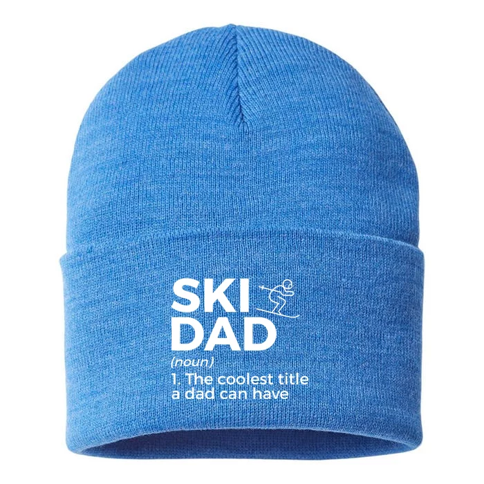 Ski Dad Definition Funny Skiing For Skiers Gift Sustainable Knit Beanie