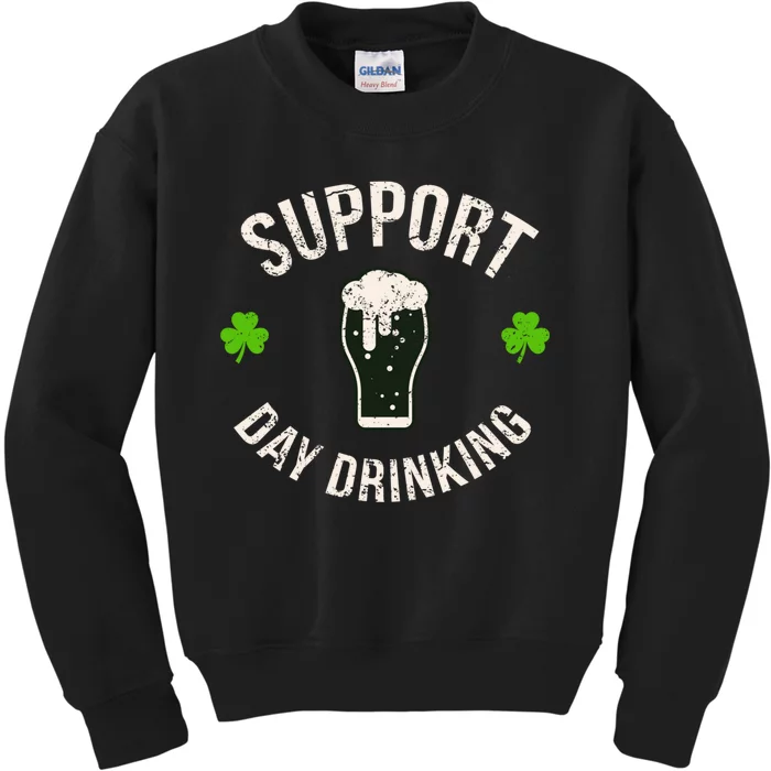 Support Day Drinking Funny Saint Pattys Gift Kids Sweatshirt