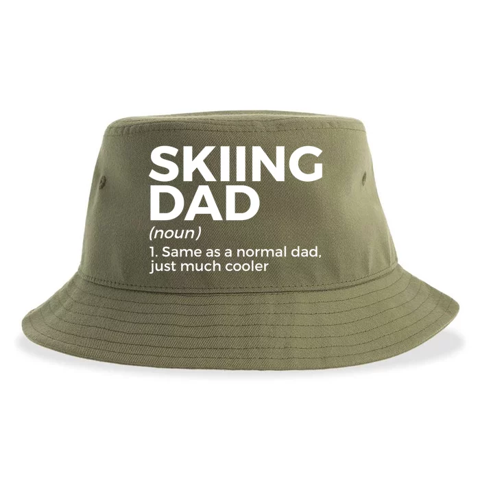 Skiing Dad Definition Funny Ski For Skiers Gift Sustainable Bucket Hat