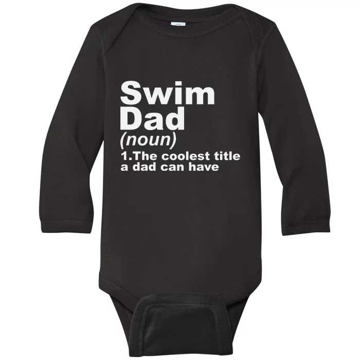 Swim Dad Definition Funny Sports Gift For Fathers Day Baby Long Sleeve Bodysuit