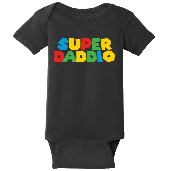 Super Daddio Dad Video Gamer Dad Fathers Day Funny Gift Baby Bodysuit