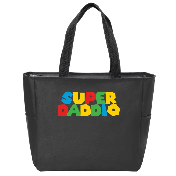 Super Daddio Dad Video Gamer Dad Fathers Day Funny Gift Zip Tote Bag