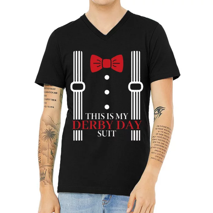 Suit Derby Day 24 Horse Racing This Is My Derby Day Bow Tie V-Neck T-Shirt