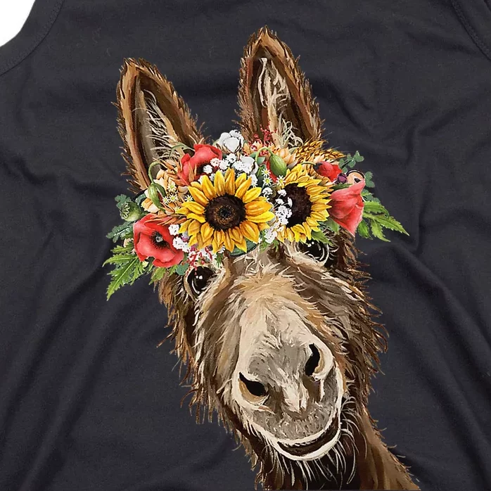 Sunflower Donkey, Donkey Flower Crown Tank Top