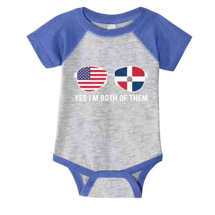 Sunglass Design Dominican American Flag Patriotic Heritage Gift Infant Baby Jersey Bodysuit