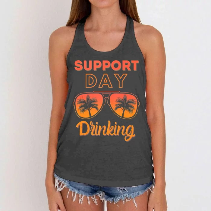 Support Day Drinking Funny Summer Beach Vacation Women's Knotted Racerback Tank