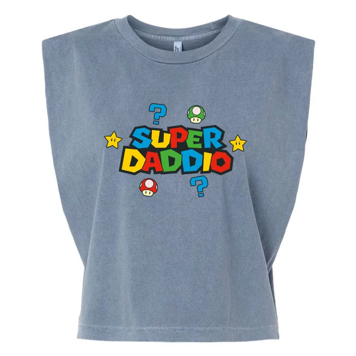 Super Daddio Dad Video Gamer Garment-Dyed Women's Muscle Tee