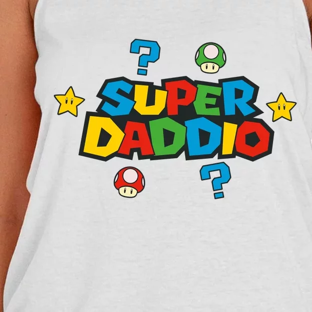 Super Daddio Dad Video Gamer Women's Knotted Racerback Tank